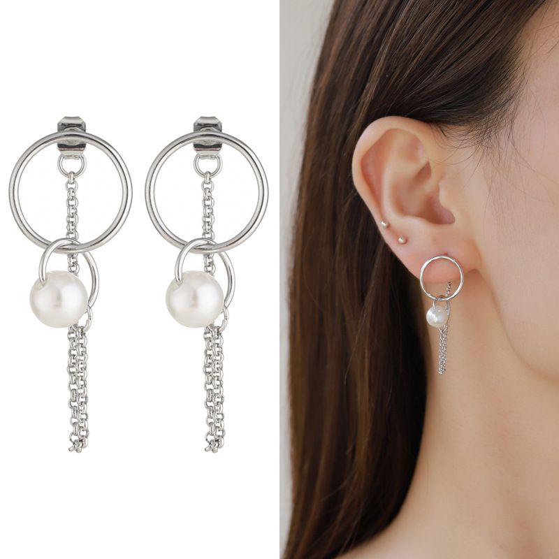 Kenjie Autumn Winter New Cross Pendant Layered Necklace Ins Style Fashion Chain Pearl Earring Set_voghion.com