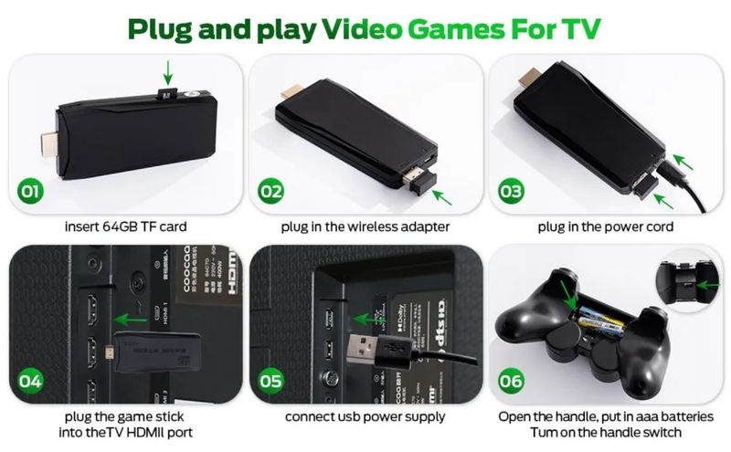 4K Retro Videogameconsole 20000 Games Emuelec 9 Emulator TV Stick Gaming Hine Met Dual Wireless Gamepad Control_voghion.com