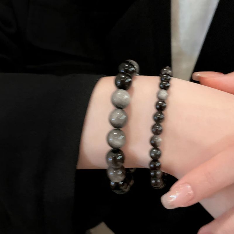 Sommer-Obsidian-Armband, Atmosphäre, mehrschichtiger Naturstein, Perlenschmuck, Licht 2025, High-End-Geschenk für die Freundin_voghion.com