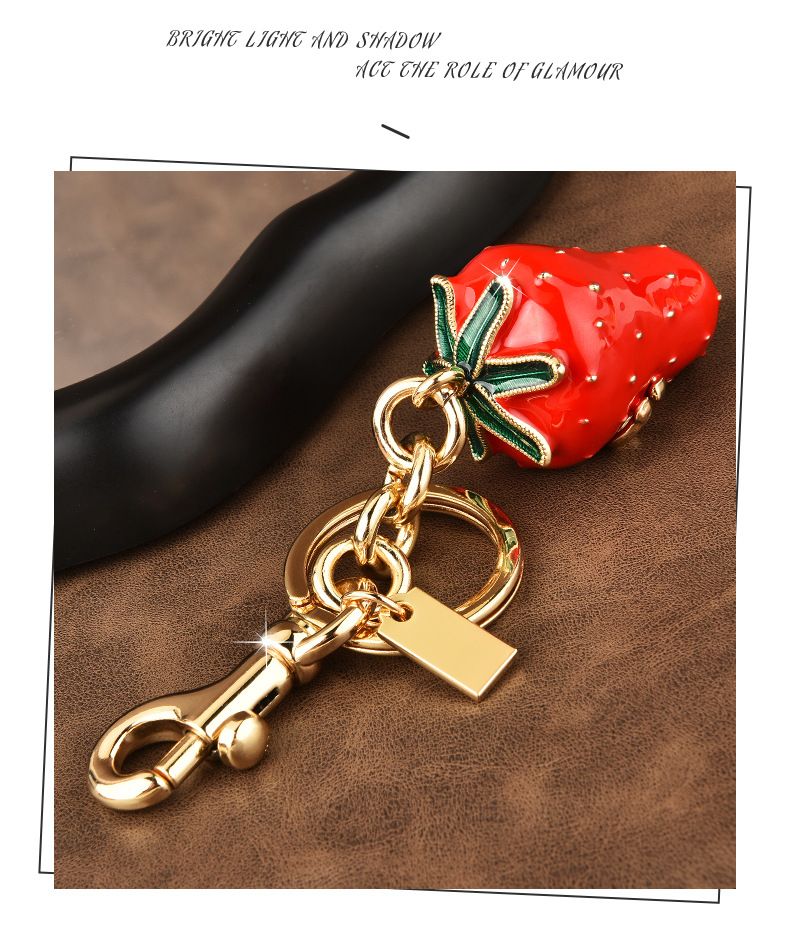 Golden Series Sweet Cool Biezs Cute Cherry Bag kulons Sieviešu atslēgu piekariņš Simulated Tree Zemeņu plūdmaiņas_voghion.com