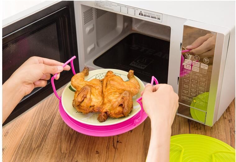 Microwave oven double-layer tray layered steaming rack layered steaming rack tray rack double-layer heat insulation Tray storage pot pad_voghion.com