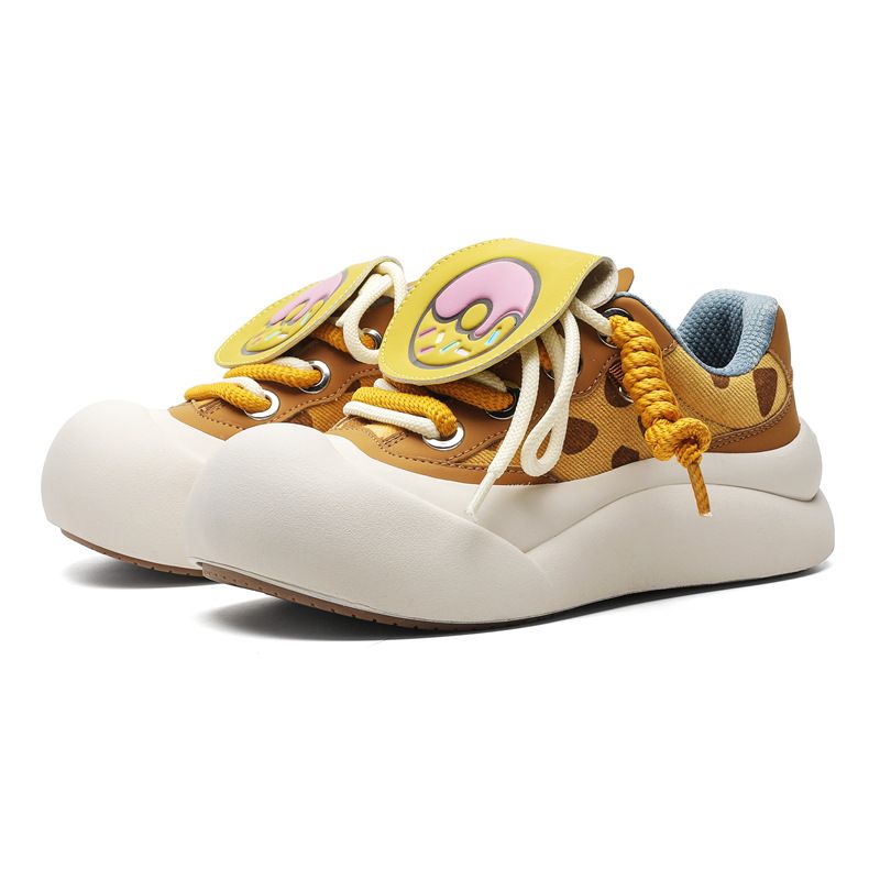 Braune klobige Turnschuhe dicke Sohle Schuhe für Frauen Herbst süße runde Zehe Loafers Ins Trend_voghion.com