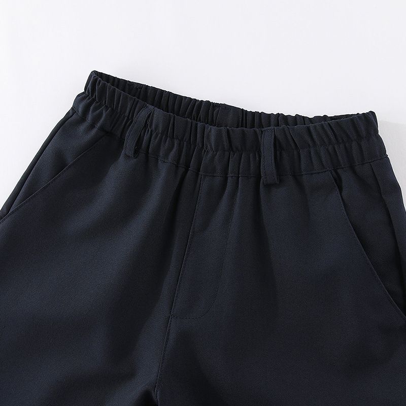 "Stylish Elastic Waist Dress Pants For Kids - Wrinkle-Free & Comfortable Polyester Blend, Perfect For School & Special (Black/White/Navy/Gray)"_voghion.com