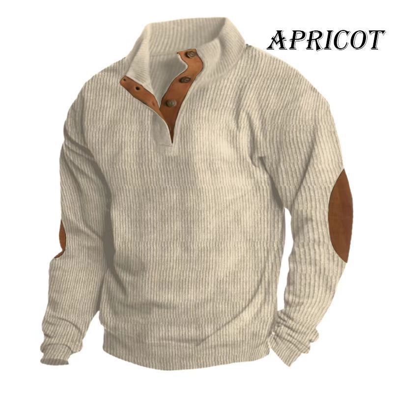 Sweter sztruksowy, sweter Henry, męski, swobodny, z długim rękawem_voghion.com