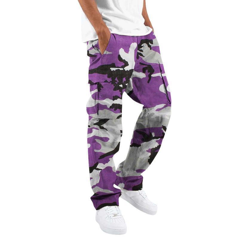 Men's Camouflage Cargo Pants - Outdoor Military Tactical Jogger Pants With Drawstring Waist & Multiple Pockets, Loose Fit Casual Work Pants_voghion.com