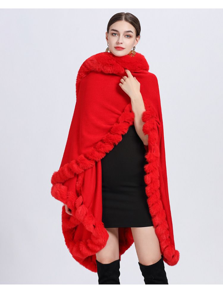 Elegante cardigan oversize con maniche a pipistrello e collo in pelliccia sintetica di coniglio - Lungo cappotto avvolgente con apertura frontale per donna (colori multipli)_voghion.com