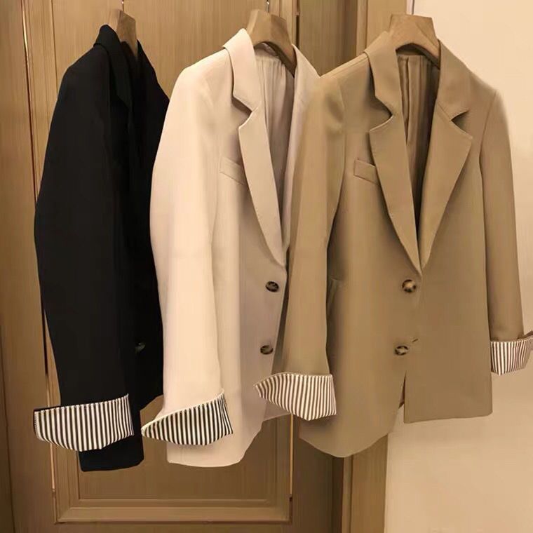Blazer casual 2025 Nuovo stile coreano Primavera Cachi Largo Piccolo Abito Nero Per Donna Autunno E Inverno_voghion.com