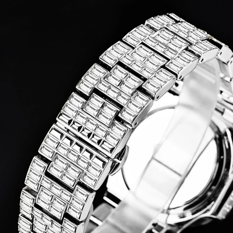 Iced Out Ceas pentru bărbați Hip Hop Diamond Sier Quartz ceas hombre High End Dive Ceasuri de bărbați din oțel inoxidabil Dropshipping_voghion.com