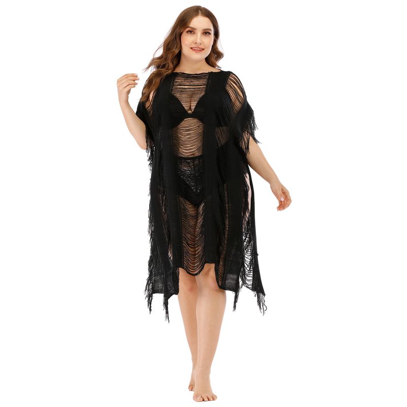 Sexy, hohl geschlitztes, unregelmäßiges Strand-Bikini-Hemdkleid für Damen_voghion.com