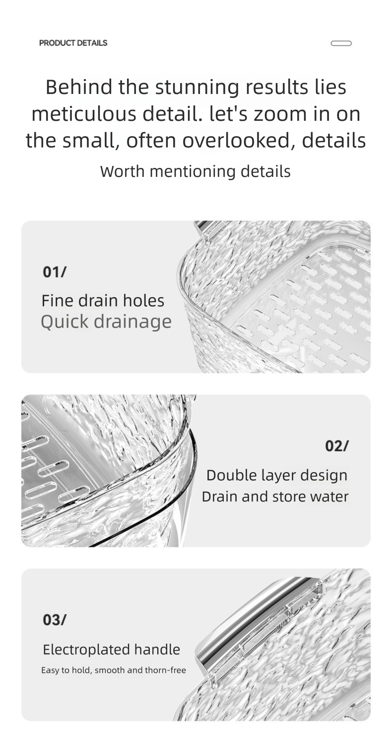Doppellagiger Küchen-Gemüse-Reis-Obst-Aufbewahrungskorb aus Kunststoff mit Abtropf- und Waschfunktion_voghion.com