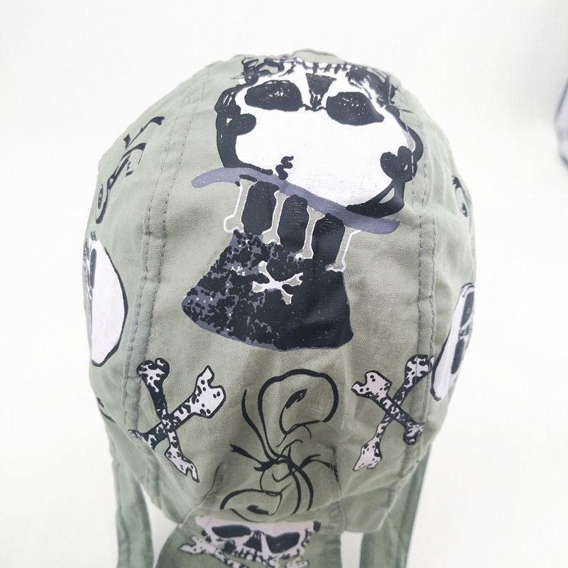 Grey Skull Head Pirate Headband Spring/Summer/Autumn Cloth Hat, Adult Style Riding Strap Tail_voghion.com