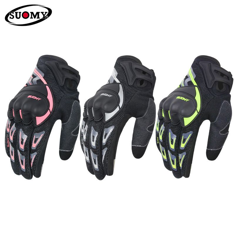 Gants d'été en maille fine, respirants, pour cyclistes et motards, anti-chute, pour course tout-terrain, pour hommes, tous doigts_voghion.com