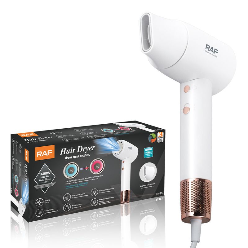 Asciugacapelli professionale - 2200 W ad alta velocità ionico con controllo intelligente della temperatura, spina UE_voghion.com
