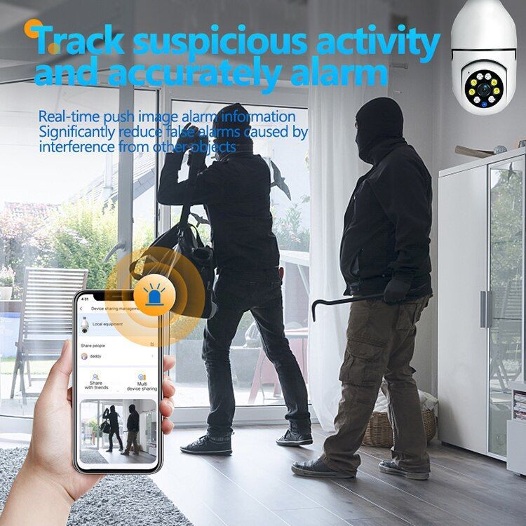 Hem Fjärrkontroll Bulb Övervakningskamera 2 miljoner Panorama Smart Trådlös HD-kamera_voghion.com