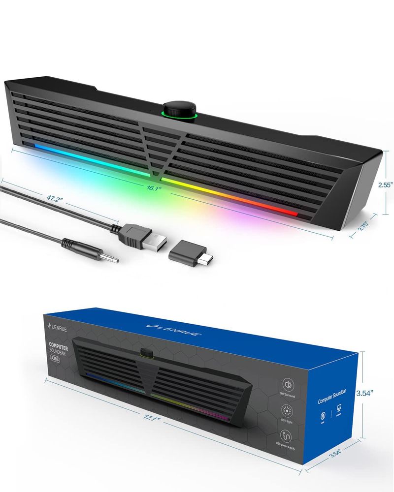 New Computer Gaming High Volume LED Light Desktop HIFI Stereo Speaker_voghion.com