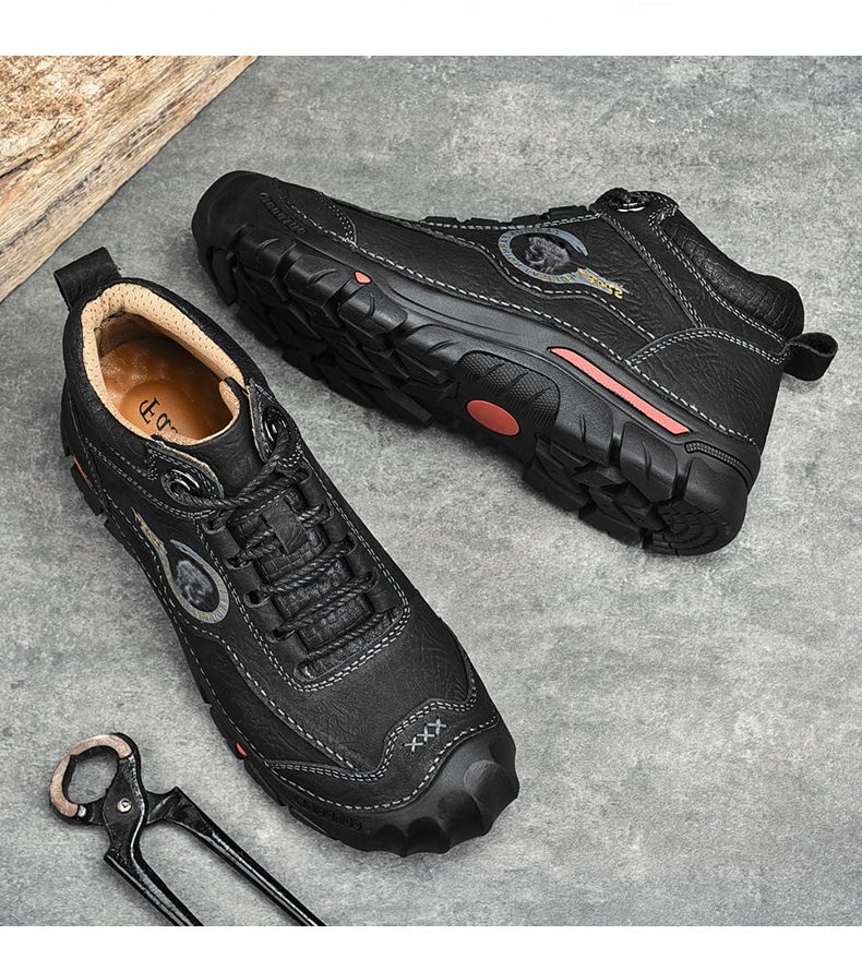 Neue High-Top-Schuhe mit Baumwollpolsterung, Herrenschuhe, High-Top-Schuhe mit Fleecefutter, warme Lederschuhe, wasserdichte Freizeitschuhe für Outdoor-Sportarten, rutschfeste Wanderschuhe_voghion.com