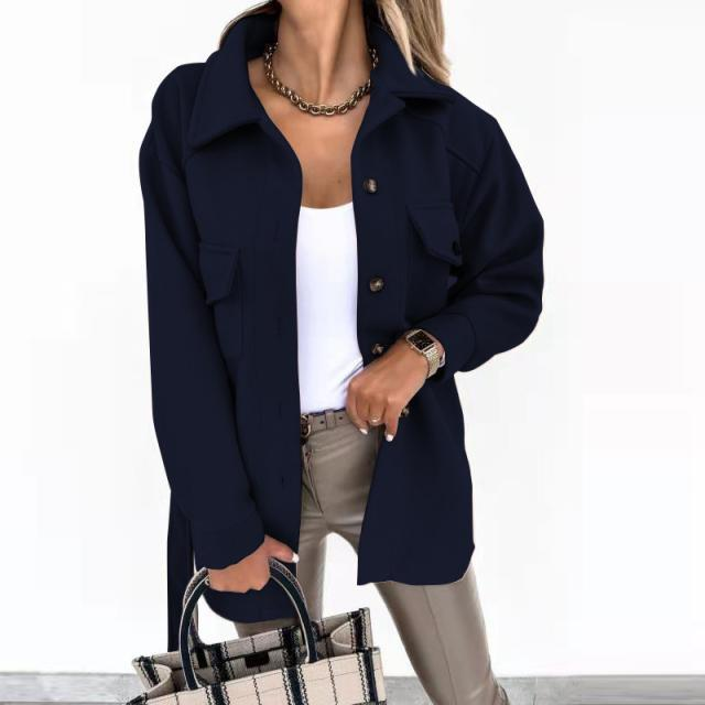 Women's fashion lace solid color woolen coat_voghion.com