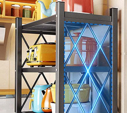 Joybos® 5 Tier Black Heavy Duty Foldable Metal Organizer Shelves with Wheels_voghion.com