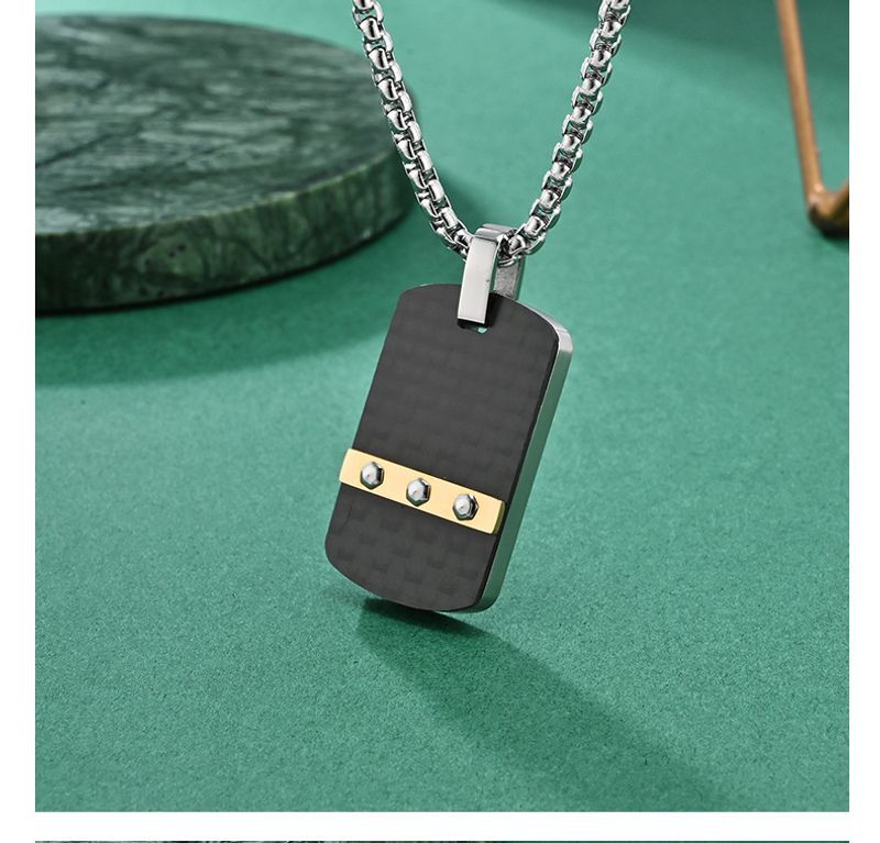 Kreativer, einfacher sechseckiger Nagelkopf mit K-Muster, Kohlefaser-Anhänger, Herrenmode, Militärmarke, Persönlichkeitsschmuck_voghion.com