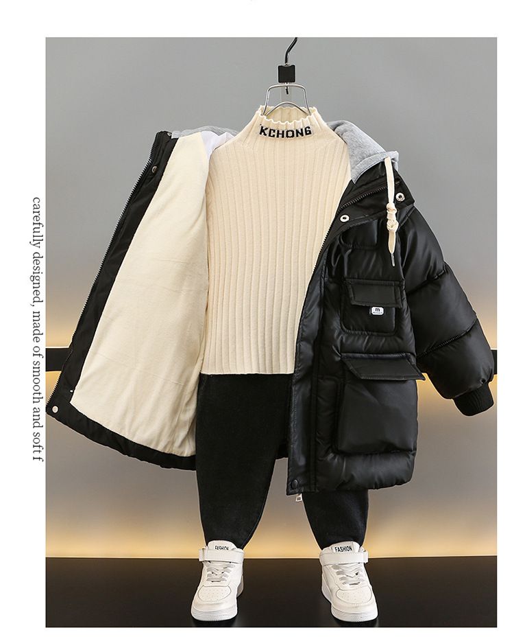 Neue Winterjacke für Jungen im koreanischen Stil aus Baumwolle für mittlere und große Kinder, verdickte und plüschige Daunenbaumwolle_voghion.com