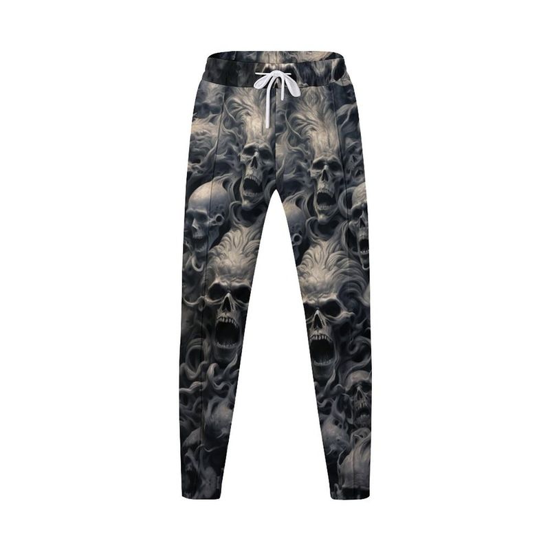 New Men's Spring Summer Loose Straight Sports Casual Pants Skull Print Oversize Long Trousers_voghion.com