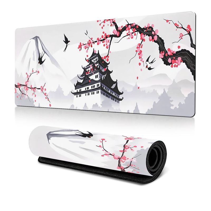 Tappetino per mouse con motivo floreale e albero, con trasferimento termico, per pittura di paesaggi popolari_voghion.com
