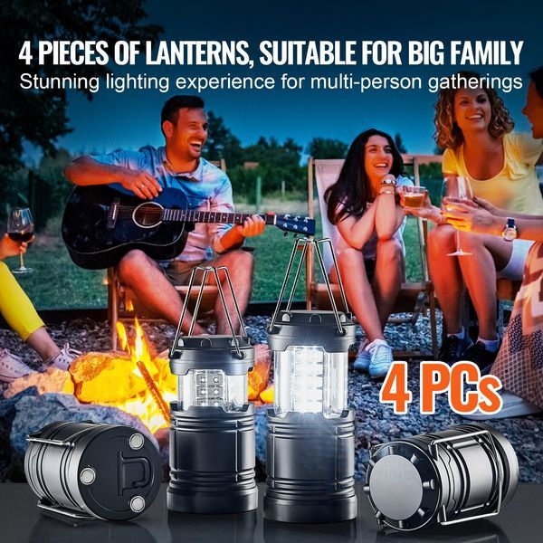 VEVOR LED Camping Lanterns Collapsible Battery Powered Camping Lights Set Of 4_voghion.com