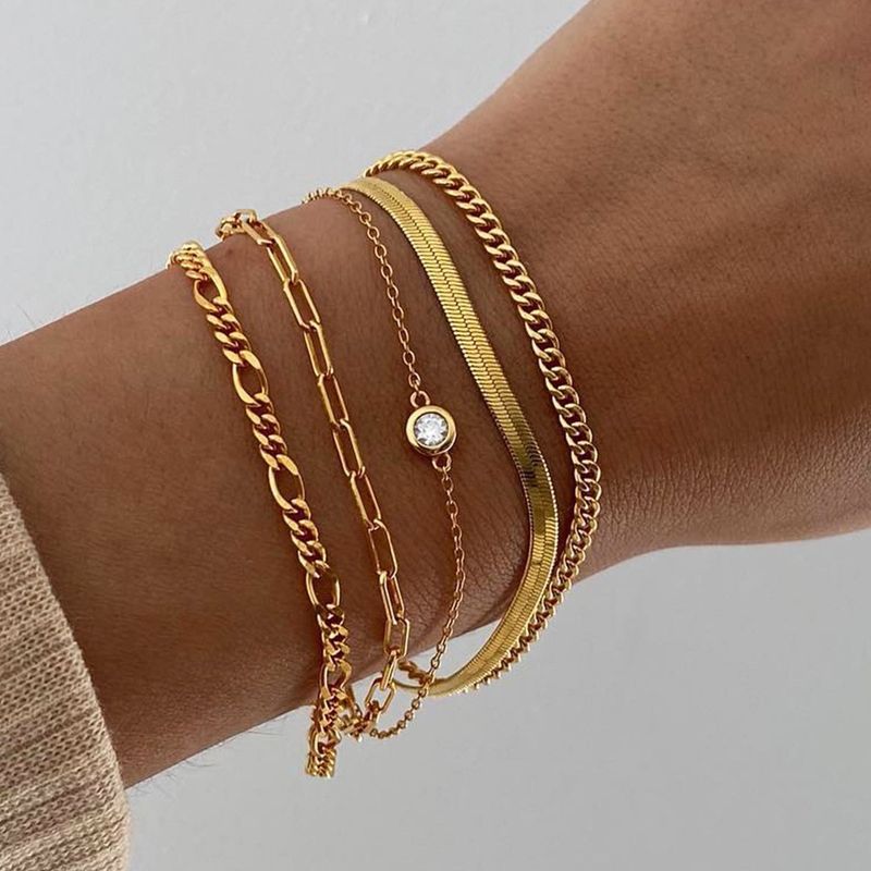 Set di bracciali a catena in metallo minimalisti bohémien per donna, 6 semplici bracciali a strati_voghion.com