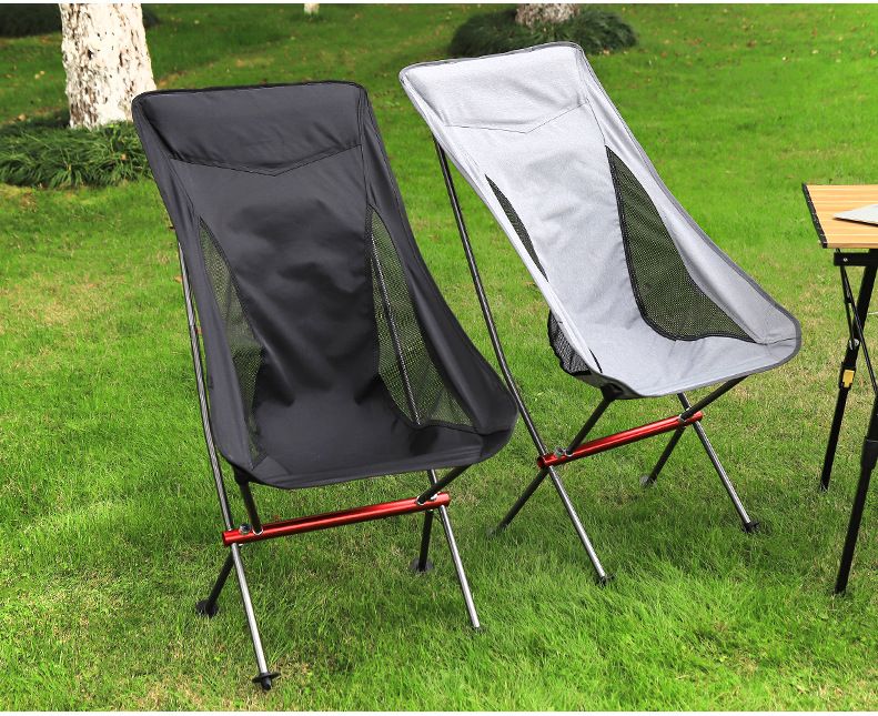 Outdoor Camping Outdoor Folding Chair Camping Beach Barbecue Portable Moon Chair Self Driving Leisure Fishing Aluminum Alloy Chair_voghion.com