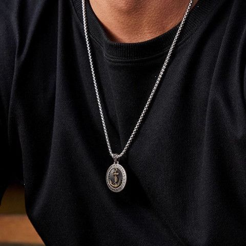 WEIER Anchor Pendant Silver Necklace For Men And Women, Niche Design With A Sense Of Sophistication, Stylish Sweater_voghion.com