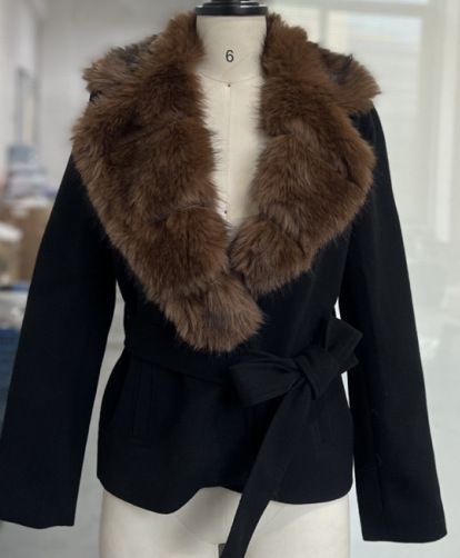 Damenmantel mit Wollimitatkragen – Elegante Winterjacke für Damen (Schwarz, S/M/L)_voghion.com