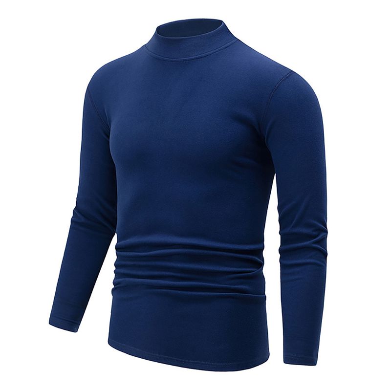 Overseas Platform Special Code Herbst Winter Herren Einfarbig Warm Halb Rollkragen Mode Basishemd Lässig Vielseitig_voghion.com