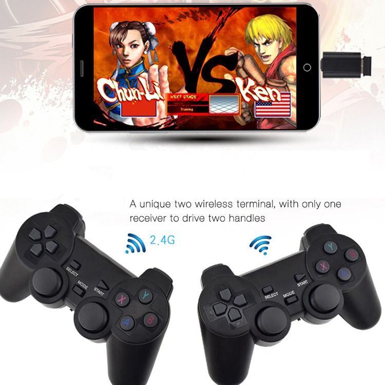 2.4g verdubbelt geschikt voor Android smart TV box computer twee spelers game console draadloze controller_voghion.com