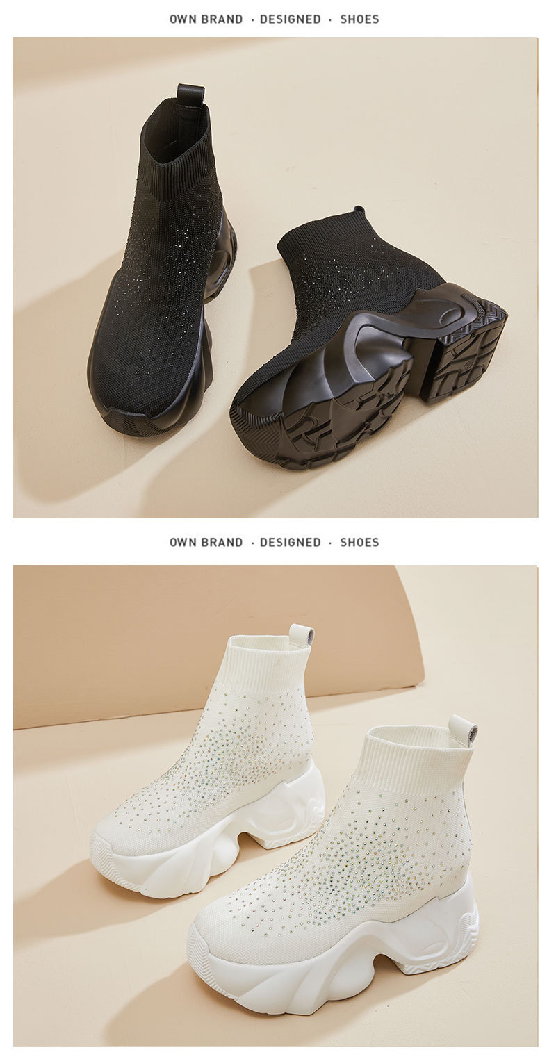 Europäesch Mëttelstufesocken Hierscht Nei Fly Geweben All Match Déck Sohle Casual High Top Strass Innenhéichung Damen S_voghion.com
