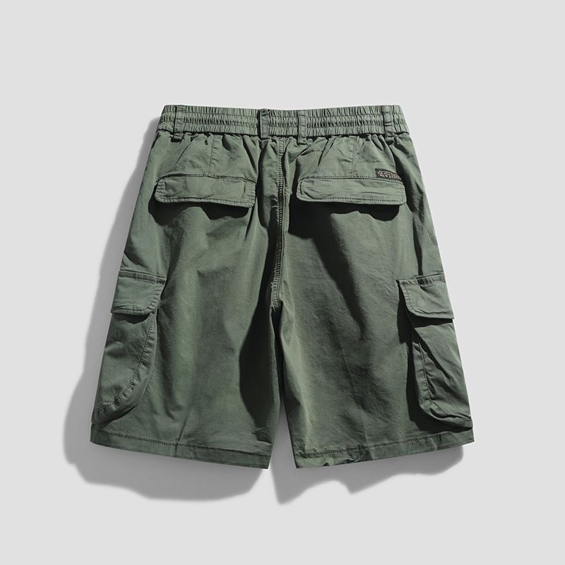 Large Pocket Shorts, Summer Washed Casual Capris, Men's Micro Elastic Workwear, Medium Pants_voghion.com