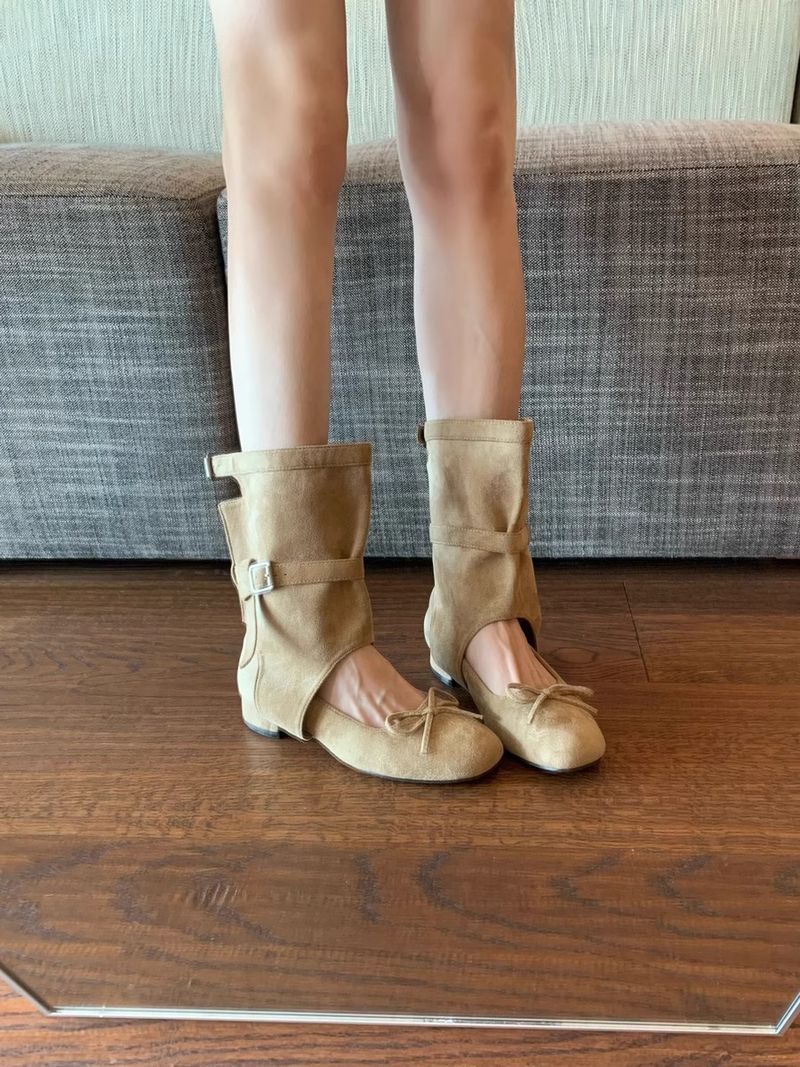 Stivali Melard 2025 Primavera Estate Nuovo Design Punta Rotonda Fiocco Versatile Tacco Grosso Sandali Ballerine_voghion.com