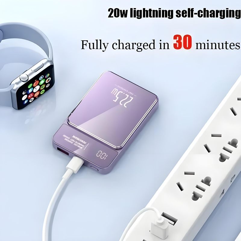50000mAh Power Bank Fast 22.5W Wireless Magnetic For IPhone Xiaomi Samsung Huawei Mobile Phone Charging_voghion.com