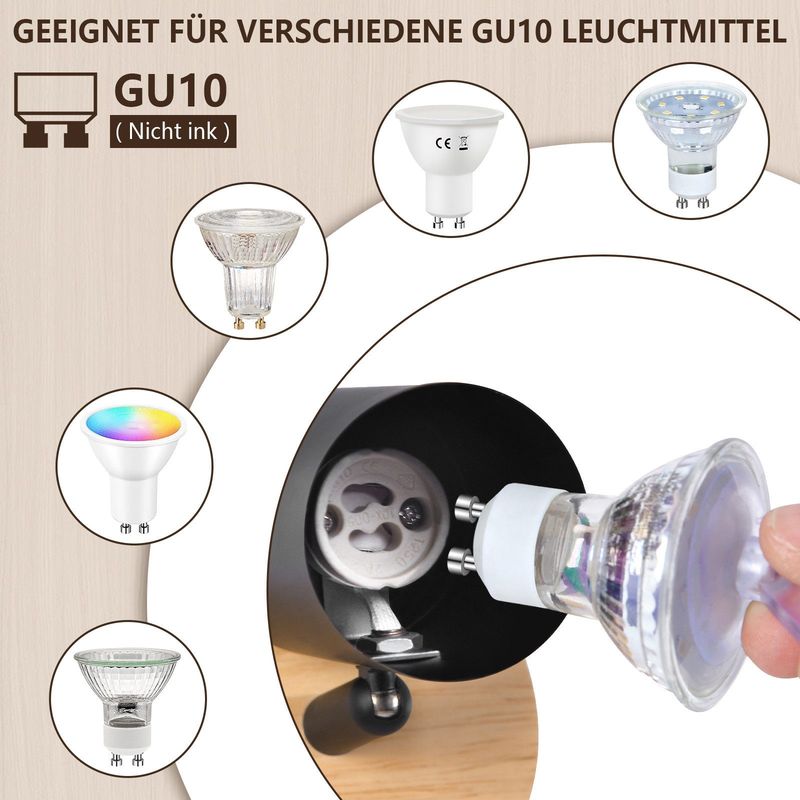 Glitzerlife Deckenstrahler 1 Flammig Deckenlampe Holz - Deckenleuchte Weiß GU10 Schwenkbar 350° Max.25w Modern Innen Holzoptik Spotlights Für Wohnzimmer Küche_voghion.com