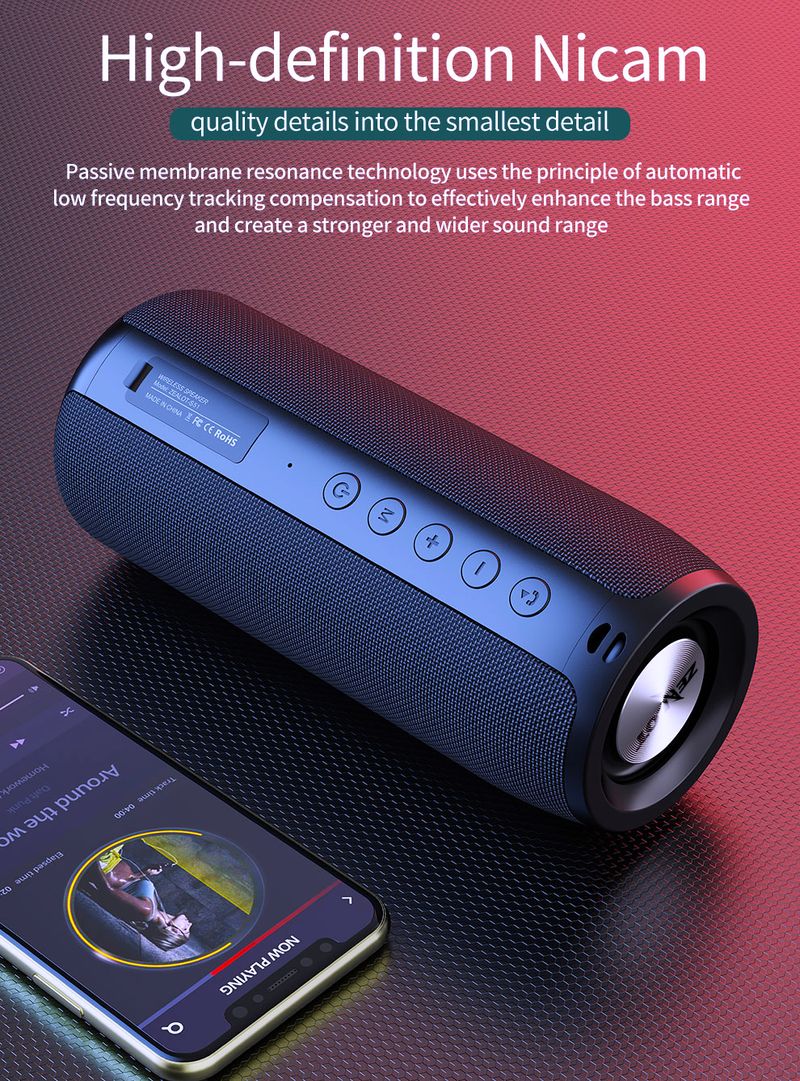 Haut-parleur Bluetooth ZEALOT S51 Barre de son sans fil TWS Portable Basse lourde Stéréo Support AUX Carte Micro SD Lecture de disque USB_voghion.com