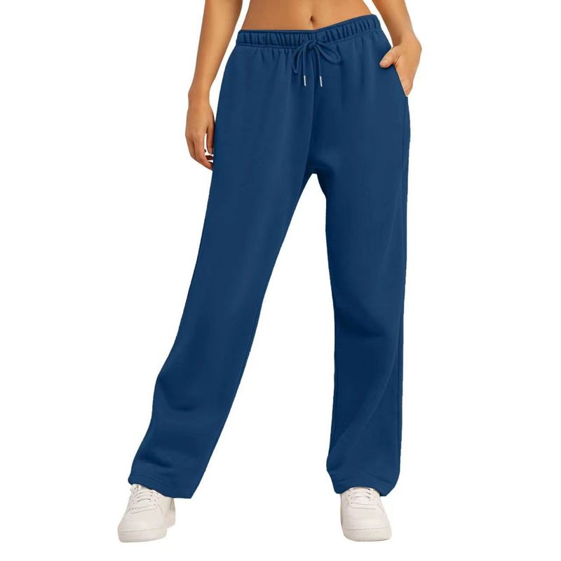 Unisex-Jogginghose mit Fleecefutter, bequeme Jogginghose mit entspannter Passform für Männer und Frauen, hohe Taille mit Kordelzug, weicher Strickstoff, einfarbige Freizeithose_voghion.com