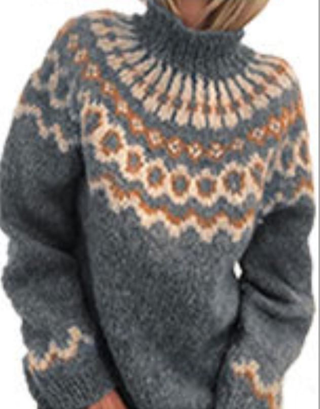 Pull en mohair épais tricoté jacquard pour femme, vêtement décontracté pour l'automne et l'hiver_voghion.com