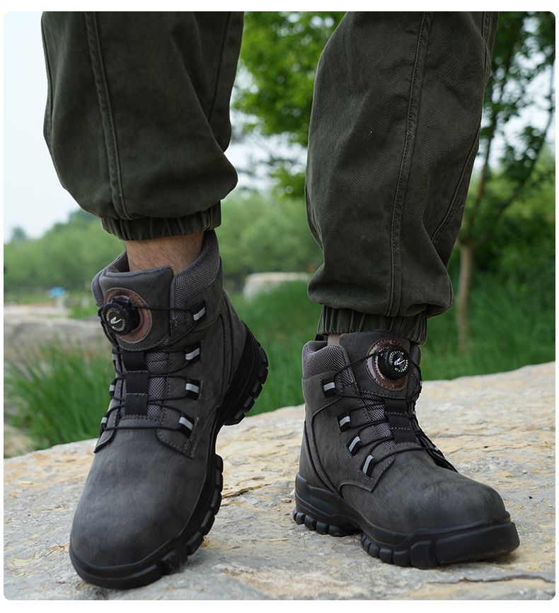 Stivali da lavoro impermeabili da uomo con punta in acciaio indistruttibile, anti-schiacciamento, scarpe antinfortunistiche resistenti al taglio, da motociclista, Botas Para Hombre_voghion.com