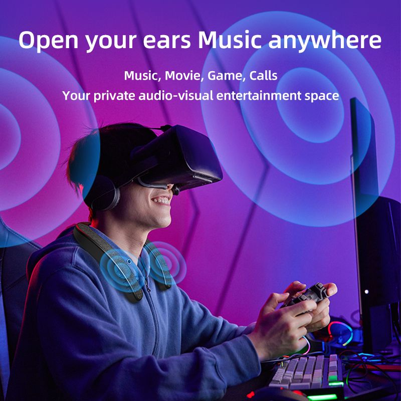 Rockmia Brand EBS-905 Wireless Wearable Neckband Bluetooth TF card Stereo Music Player Microphone Bass FreeHands Speaker_voghion.com