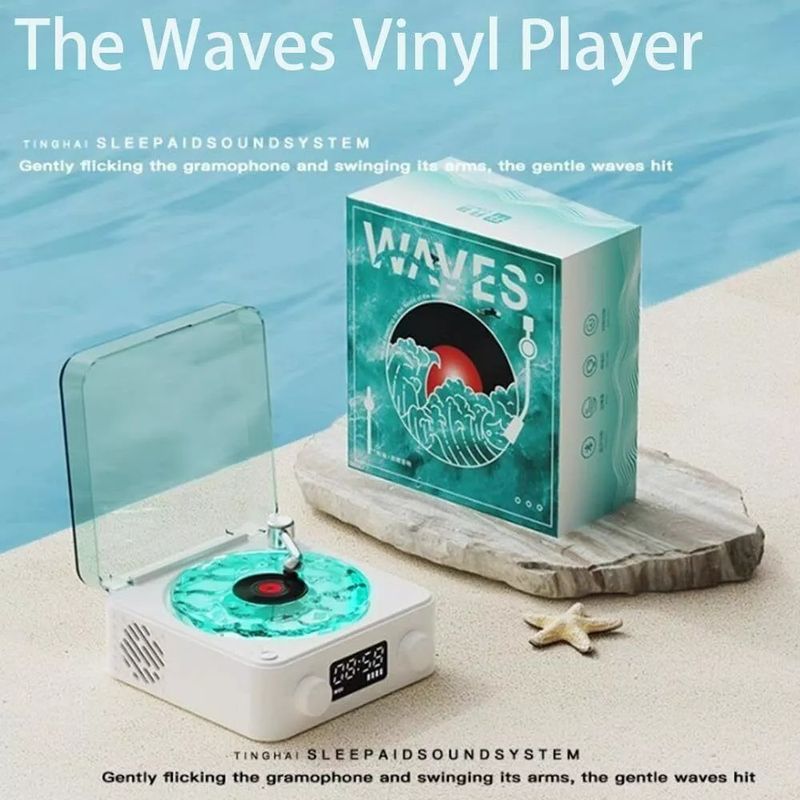2024 Neuer Retro-Plattenspieler-Lautsprecher mit weißem Rauschen, kabelloser Bluetooth-Schallplattenspieler, Stereo-Sound, RGB-Projektion_voghion.com