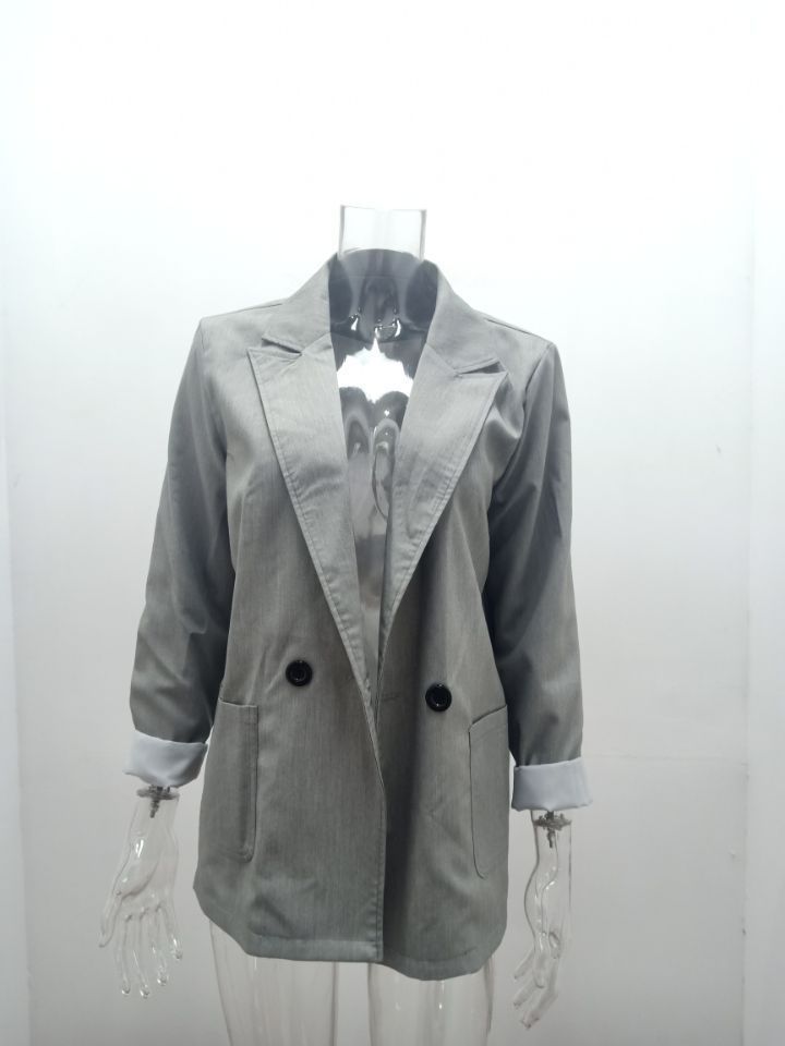 Giacca da donna primaverile e autunnale a maniche lunghe in tinta unita alla moda_voghion.com