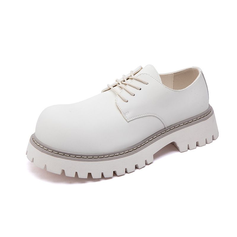 2026 Sole Thick Men's Derby Height Increasing British Style Low Top Work Boots Niche White Leather Shoes 32057_voghion.com