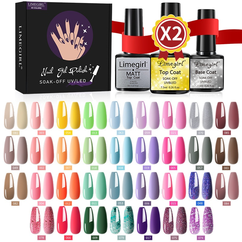 40 color nail art functional set, detachable photosensitive adhesive, wash free free sealed layer, bottom adhesive_voghion.com