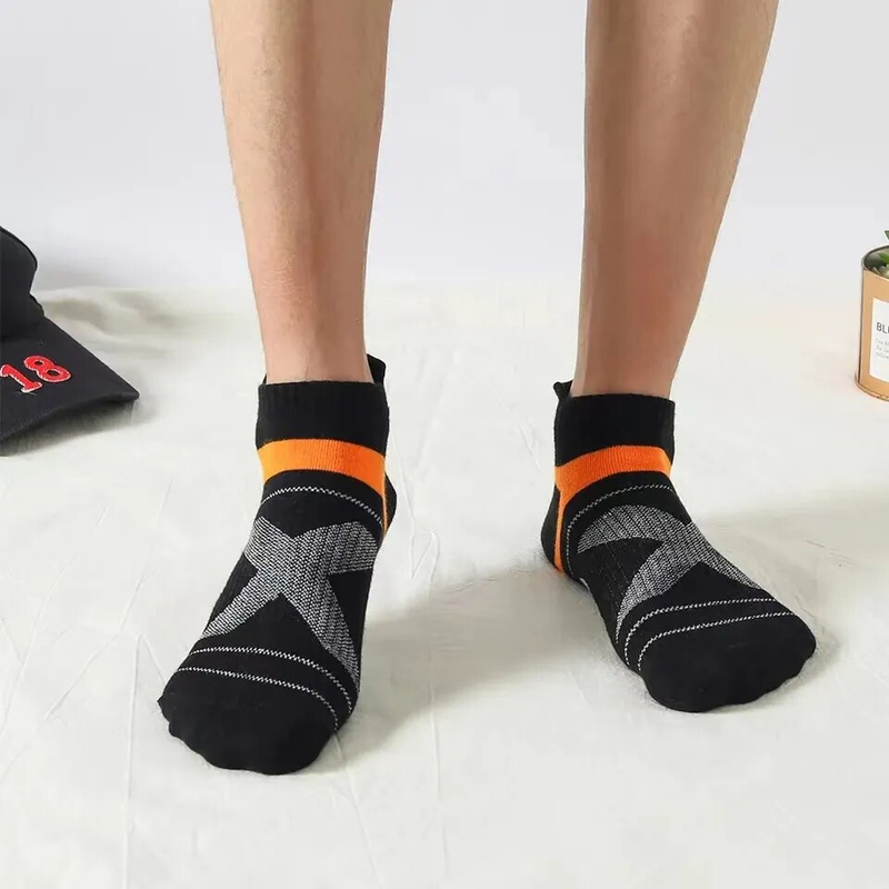 5 paia di calzini sportivi da corsa neri traspiranti corti in cotone casual estivi da uomo di alta qualità taglia 38-45_voghion.com