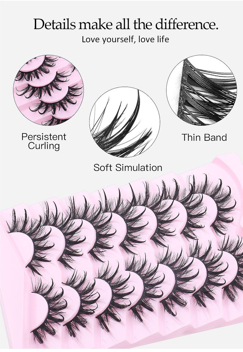 False Eyelashes One Piece False Eyelashes Hard Stem Little Devil Eyelashes Natural Thick Curled Eyelashes_voghion.com