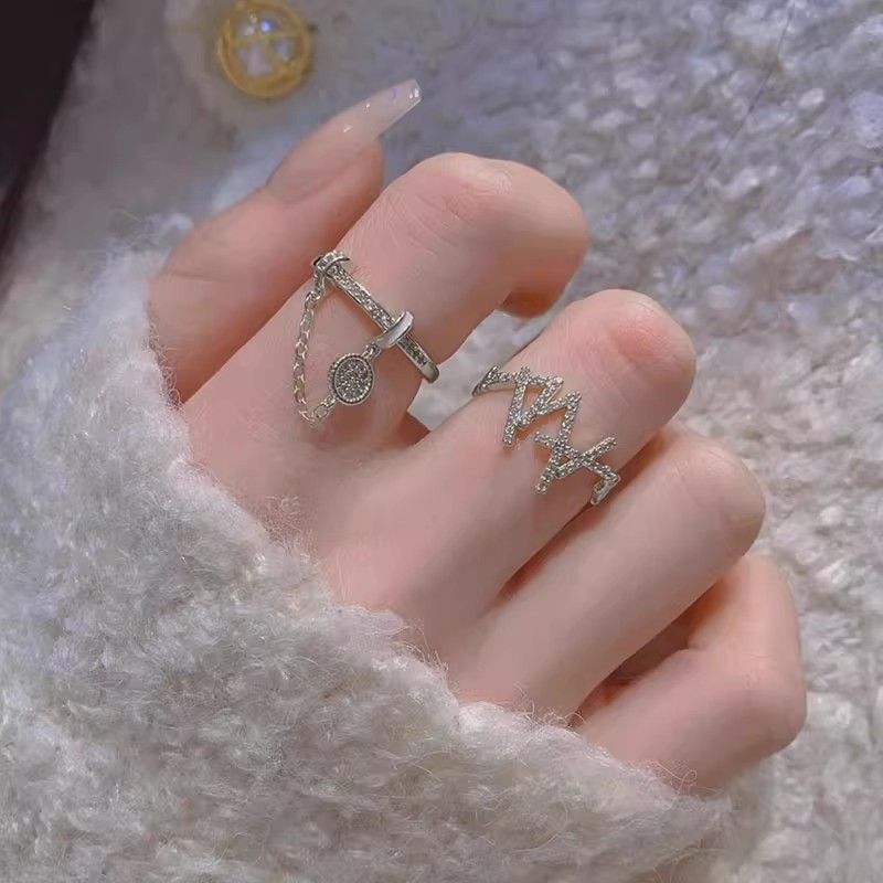 Avautuva ketju, pyöreä hopeinen, puhdas zirkoni, naisten lokerokuvio, etusormi, muodikas ja hieno kerrostettu kuvio, sormi,_voghion.com